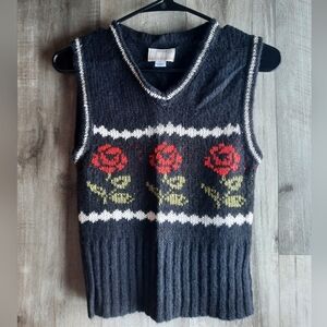 Kimchi Blue Jones Sparkly Printed Sweater Vest Rose Sz M UO